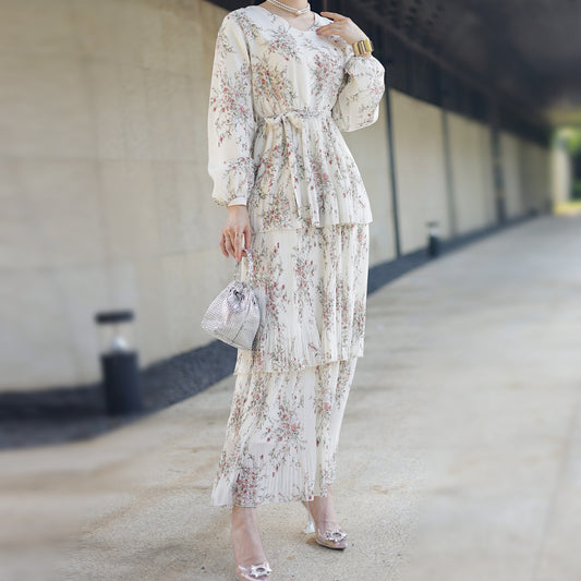 Floral Lace Up Print Dress