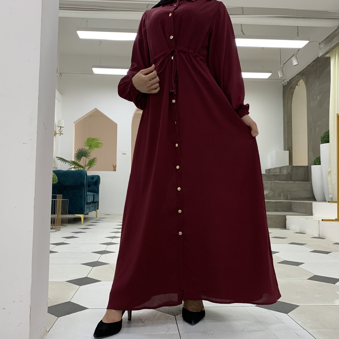 Full Button Slim Abaya
