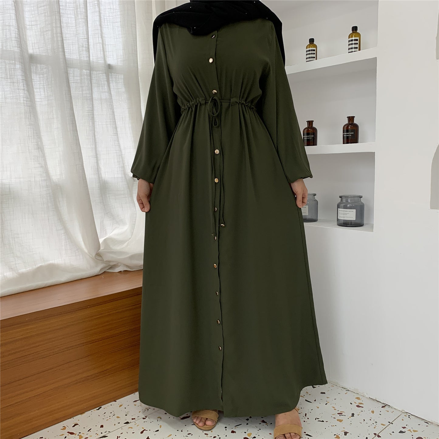 Full Button Slim Abaya