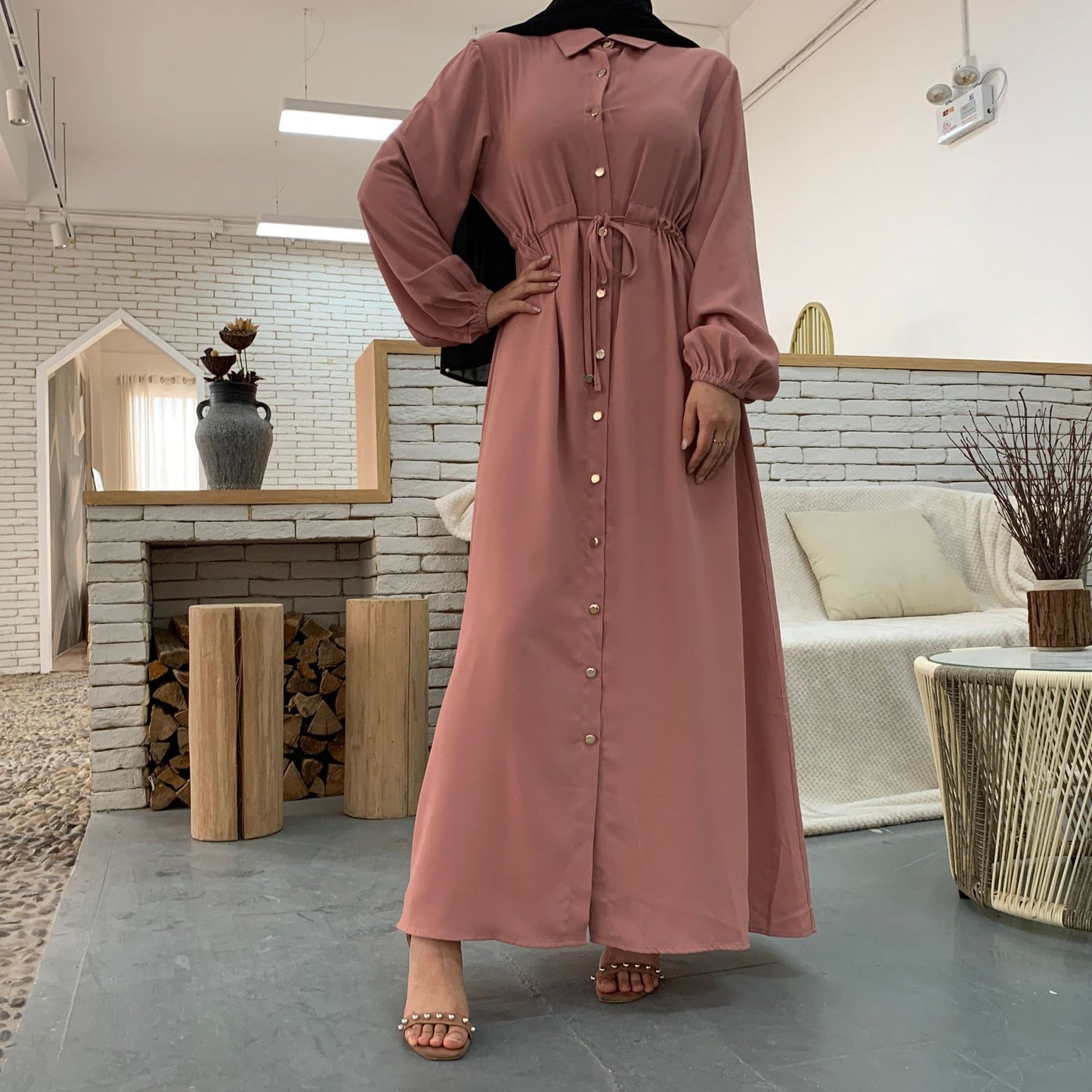 Full Button Slim Abaya