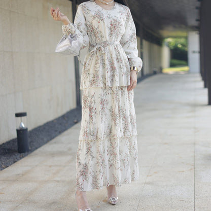 Floral Lace Up Print Dress