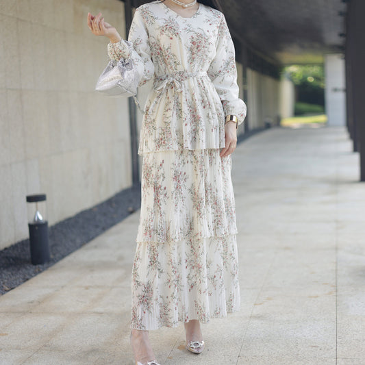Floral Lace Up Print Dress