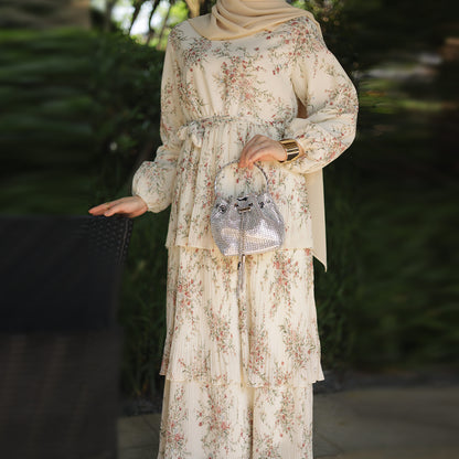 Floral Lace Up Print Dress